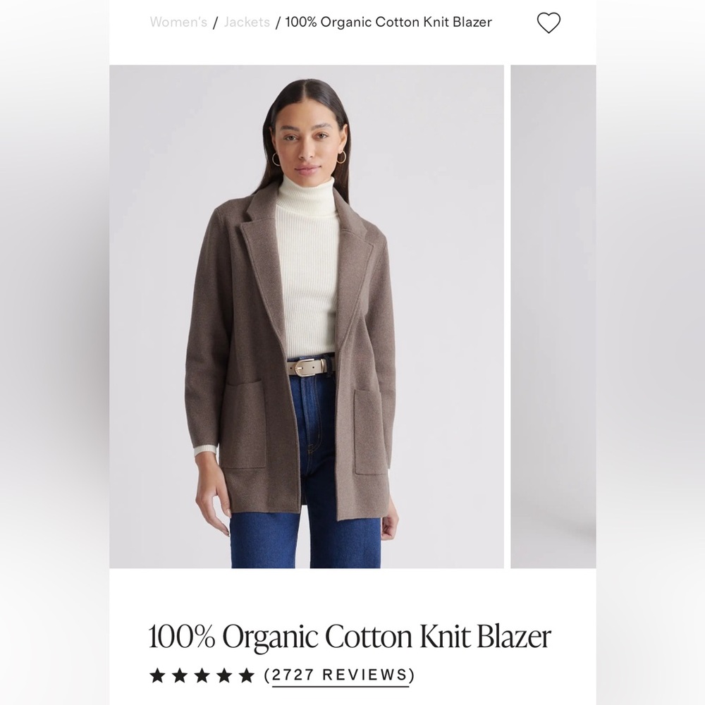 Quince Cotton Knit Blazer Heather Brown
